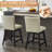 Modern PU Leather Swivel Bar Stools with Nailhead Trim and Wood Frame, Set of 2