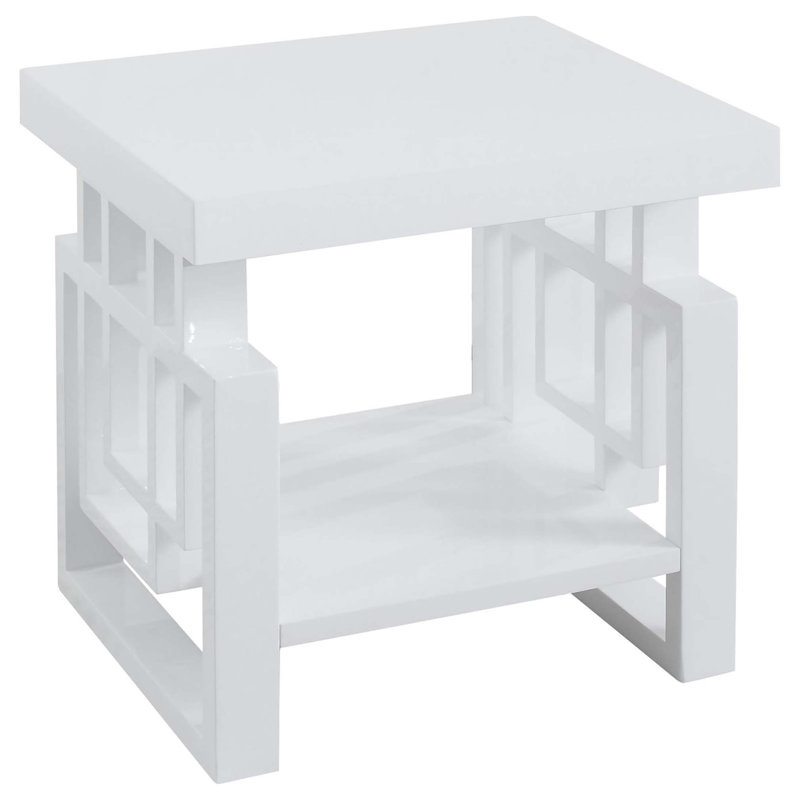 Table de bout rectangulaire haute brillance blanche