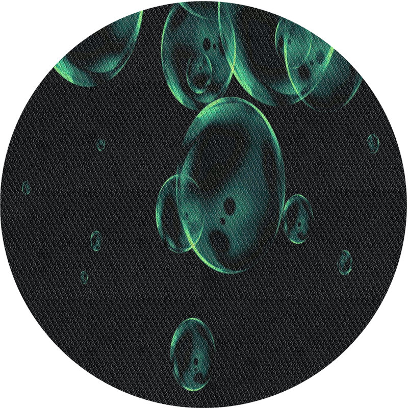 Tapis vert/noir à motifs, Rond 3 pi