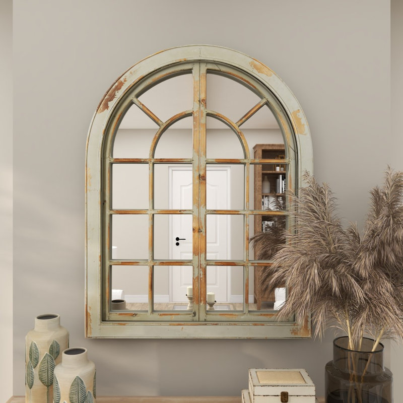 Miroir mural en bois Manwe, gris