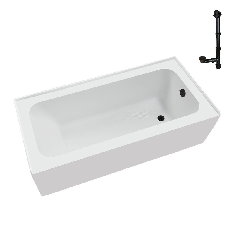 Streamline 60 in. x 30 in. Acrylic Right-Hand Drain Alcove Bathtub in Glossy White With External Drain