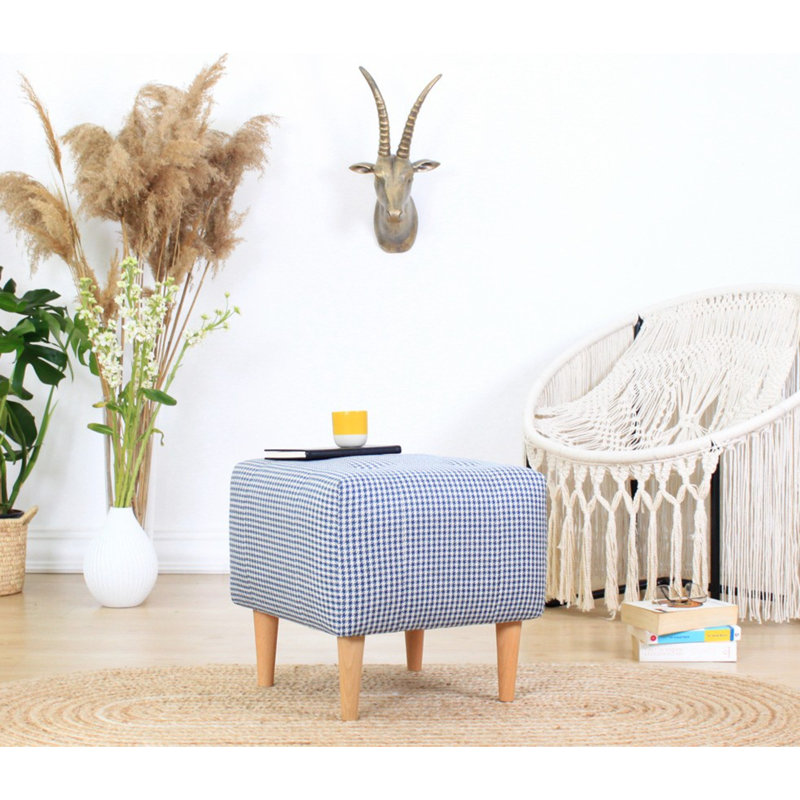 Cook 43cm Wide Novelty Solid Colour Footstool Ottoman, Blue