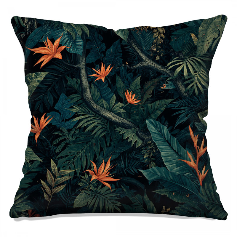 Coussins décoratifs à motif de feuilles de jungle tropicale, 20 x 20 pouces