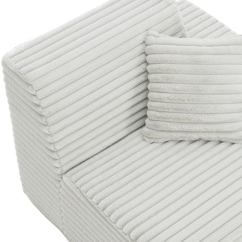 Fauteuil modulaire en flanelle de fourrure de lapin gris clair rembourré sans assemblage requis, Gris clair