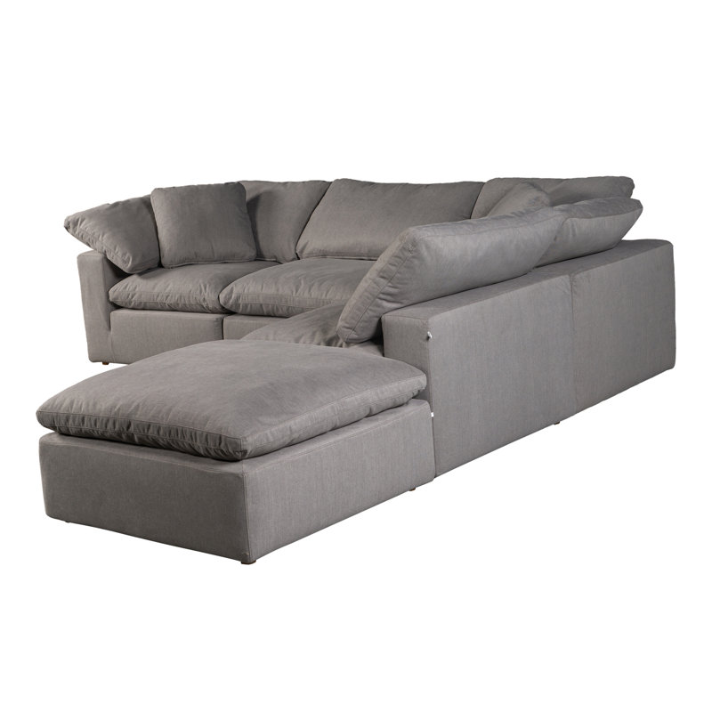 Canapé modulaire en tissu performance 5 pièces Armand, Performance gris clair