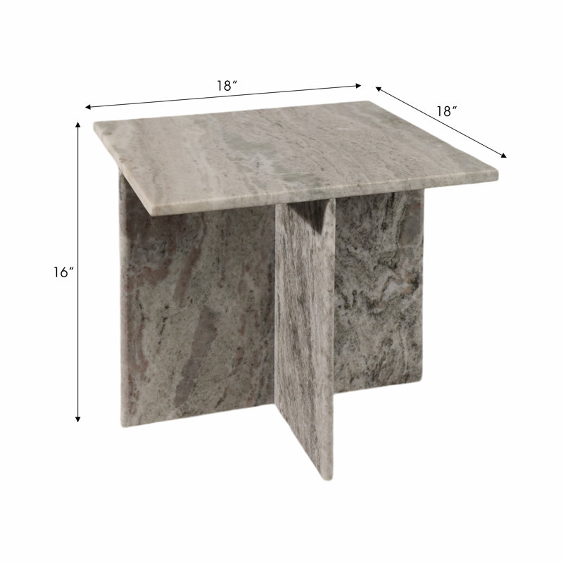 Kramer Rommi Small Marble Table, White, 16" H x 18" W x 18" D