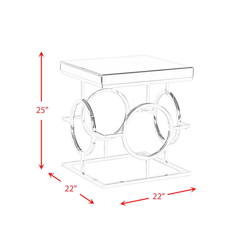 Mercer41 Zaiya Square Mirrored End Table