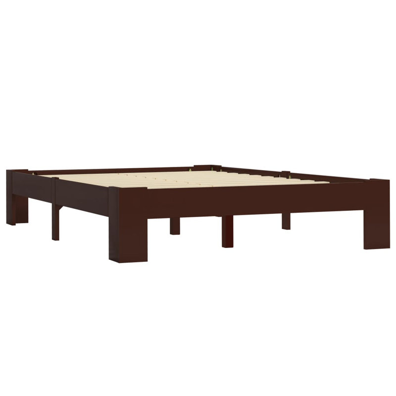 Abarne Solid Wood Bed, European Single (90 x 200 cm), Dark Brown