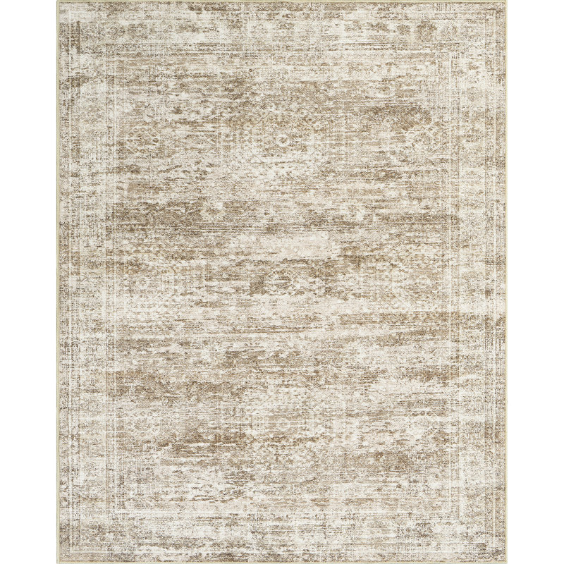 Tapis lavable rétro antidérapant (brun), Rectangle 7 pi x 9 pi