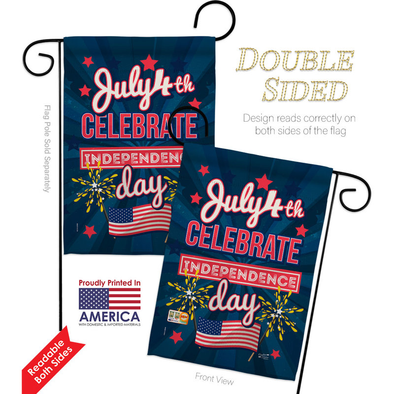 Double Sided 18.5 in. H x 13 in. W Polyester Independence Day Flag set