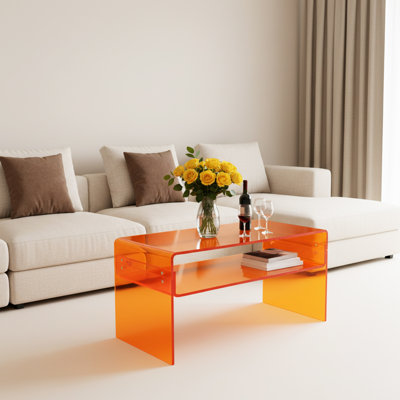 Acrylic Side Table With Storage Shelf