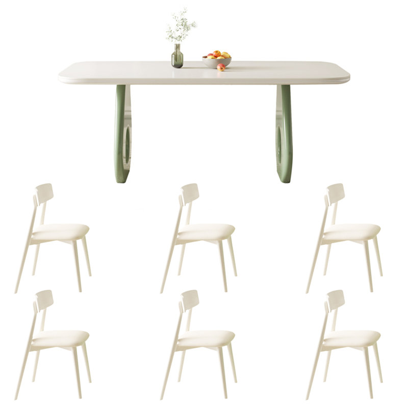 European modern simple dining table set, 29.5"H x 63"L x 31.5"W