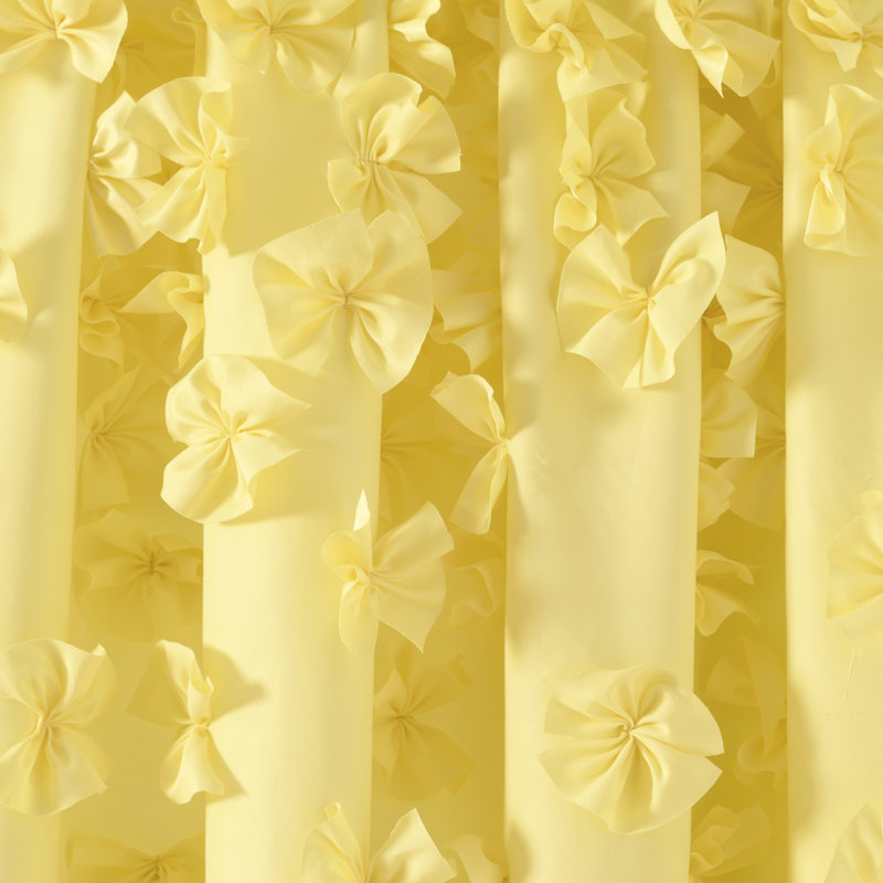 Panneau de rideau simple semi-diaphane à motif floral avec passe-tringle Riley, Jaune, l 54 po x L 63 po