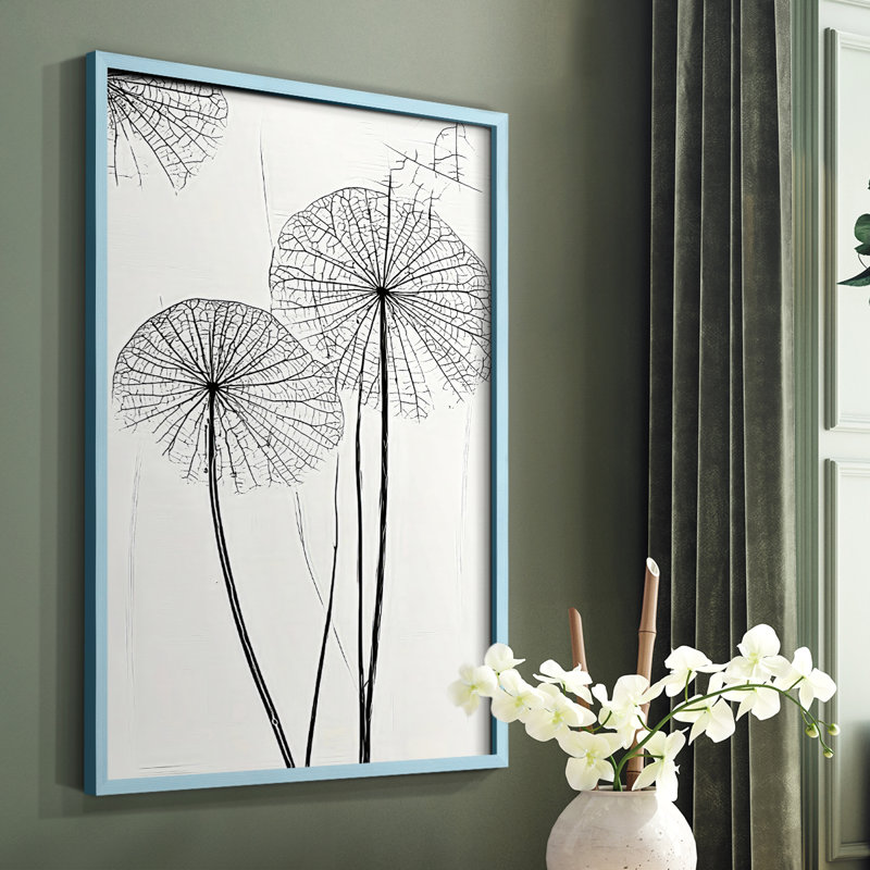 Impression florale encadrée en V - prête à être suspendue - fabriquée aux États-Unis, Bleu, H 14 po x l 11 po