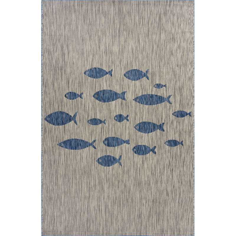 Savanna Tropical Zero-Pile Flatweave Indoor/Outdoor Durable Area Rug, Rectangle 5' x 7'