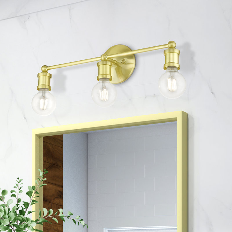 Éclairage de salle de bain à intensité variable 3 lumières Grogan, Laiton satiné