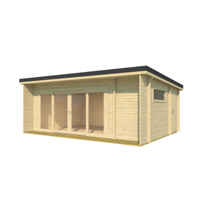 Lasita 20 x 13 Ft. Premium 3-Room Log Cabin With Sliding Doors And Double Glazing (44mm)
