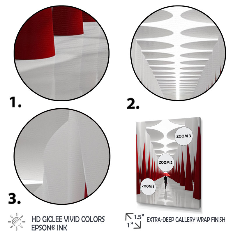 Chemin rouge vers le rêve I - impression, H 32 po x l 24 po x P 1 po, Cadre simple blanc