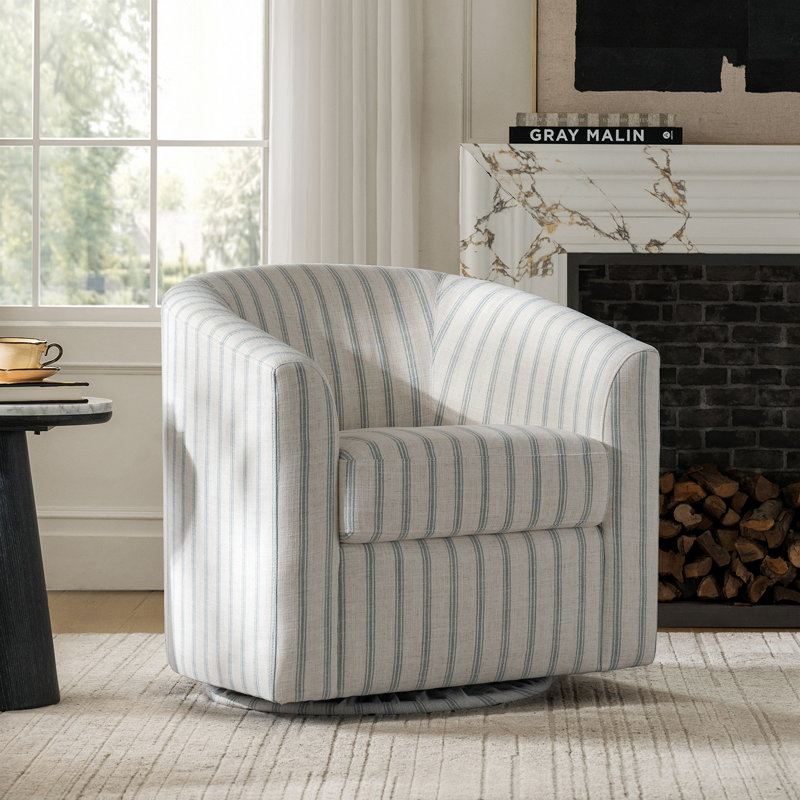 Amiir Swivel Barrel Chair Built-in Pocket Spring, Turquosie Polyester