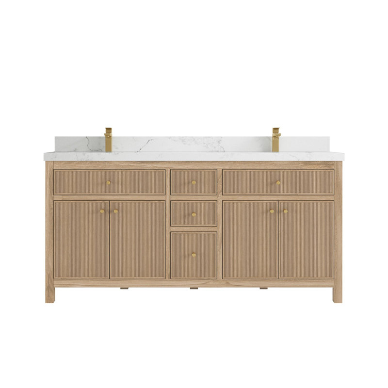 Ensemble de meuble-lavabo double 72 po Sonoma, Blanc, Light Graywashed