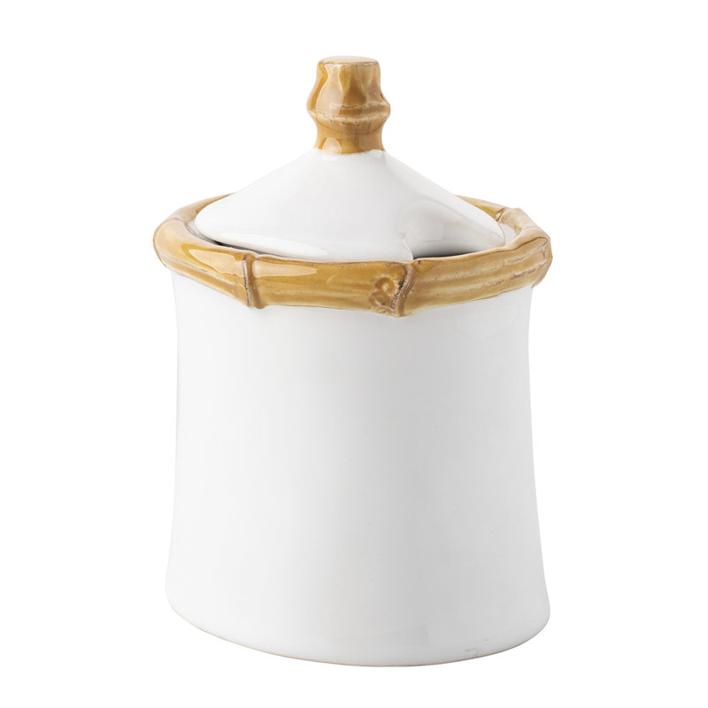 Bamboo Sugar Bowl with Lid - Natural/White