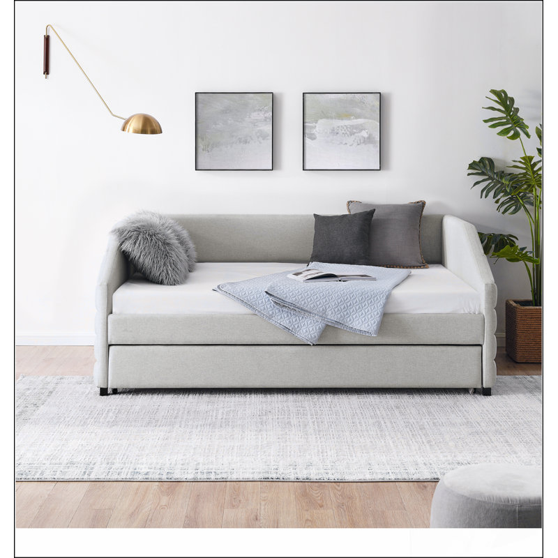 Lit de jour rembourré polyvalent en chenille avec lit gigogne, parfait pour un sommeil supplémentaire et des espaces de vie élégants