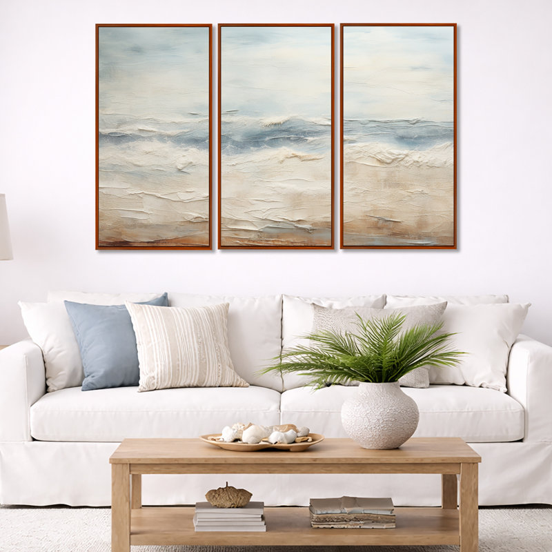 Rasch - ensemble d'art mural océan côtier, H 40 po x l 60 po x P 1 po, Brown Floater Framed