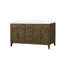 Meuble-lavabo double en chêne gris, comptoir en quartz, corps principal en bois massif, conception à fermeture en douceur, tablette ouverte, espace de rangement supplémentaire avec comptoir poli et scellé, structure,