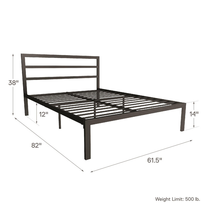 Besime Metal Platform Bed, Queen, Black
