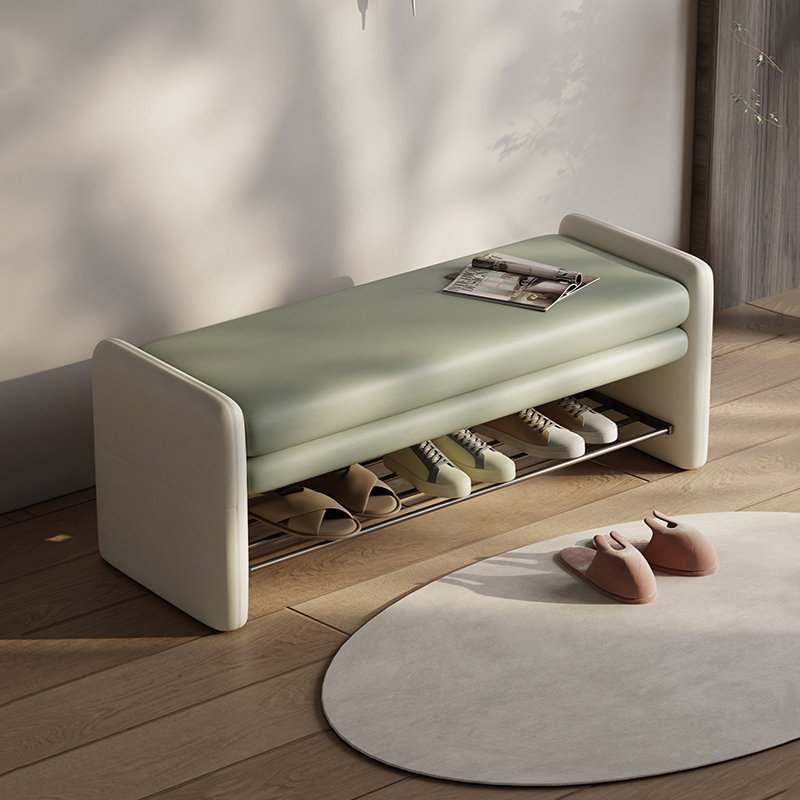 Tabouret à langer avec rangement 39,4 po, Vert / Beige