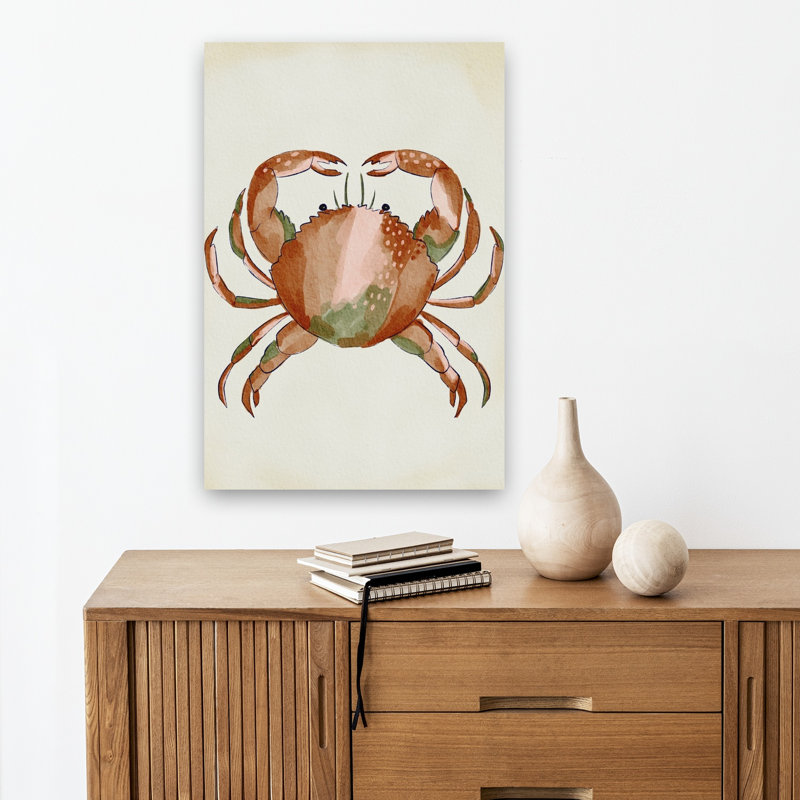 Aquarelle, crabe, coquillages, crabe