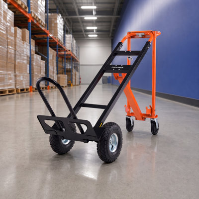 3-in-1 Heavy-Duty Convertible Steel Hand Truck with 10" Pneumatic Wheels, 600 lb. Platform Capacity