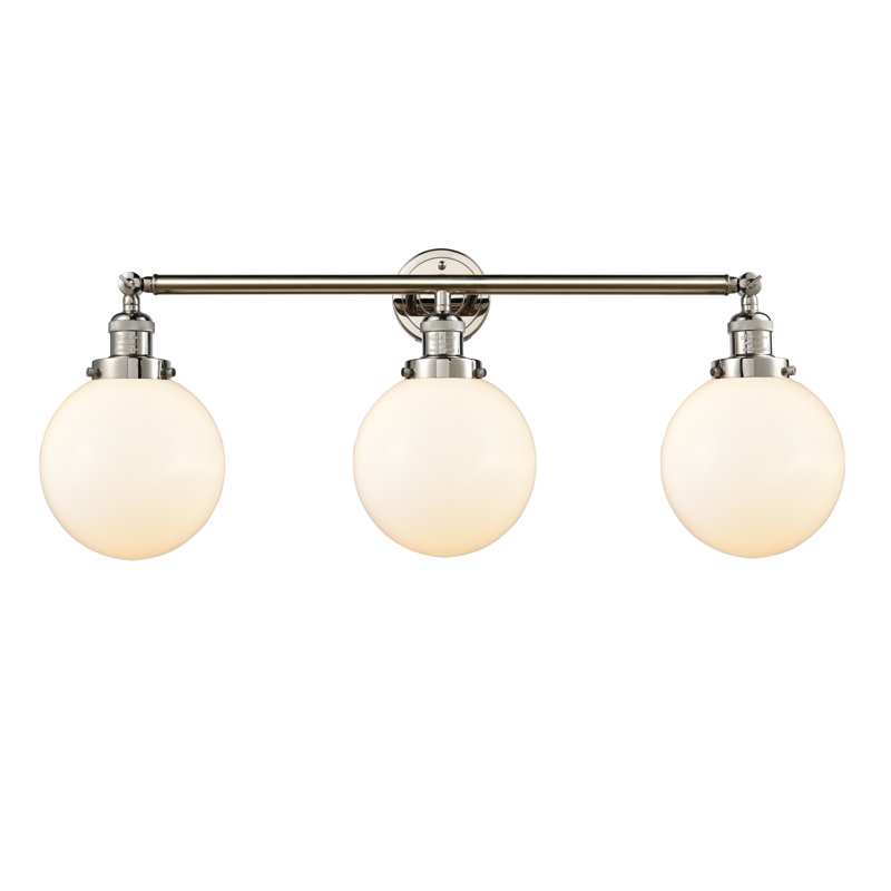 Clementina 3 - Light Dimmable LED Vanity Light, Matte White, 60 Watt Vintage Incandescent Bulb, Polished Chrome