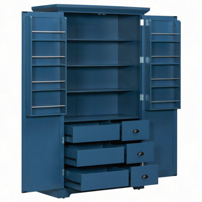 Shaker Style 42X20x72inch Kitchen Pantry With Drawers, Freestanding Cupboard Storage Cabinet With Door Shelves, Adjustable Shelves And Pull-Out Trays