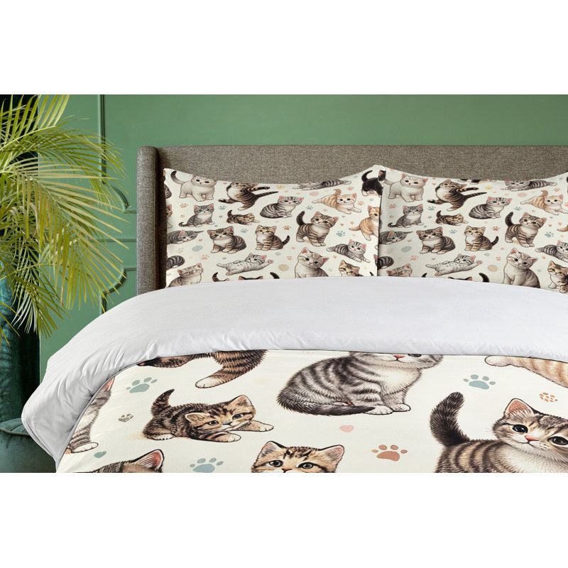 Cat Duvet Cover, California King Duvet Cover + 2 Standard Shams