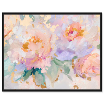 Art abstrait, toile abstraite florale lumineuse, crépuscule fleur de pêcher