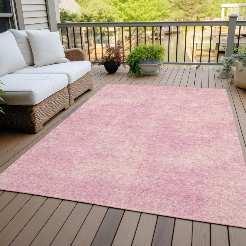 Addison Pink Rectangular Washable Synthetic Area Rug 46" x 30"