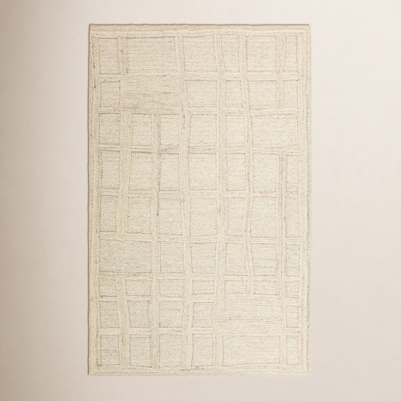 Cream Hand-Tufted Geometric Rug, Rectangle 8'6" x 11'6"