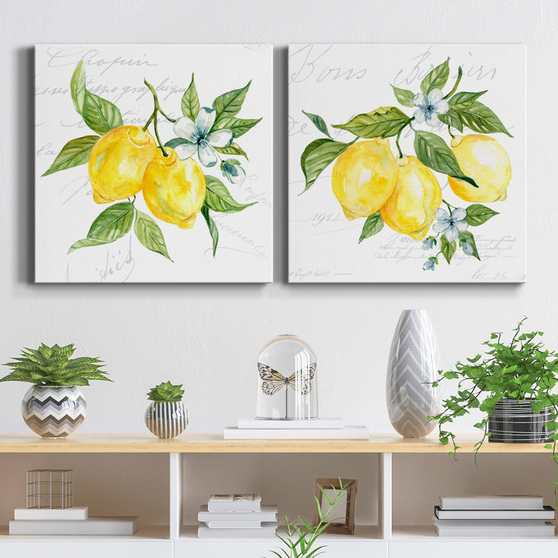 Lemon Squeeze I - ensemble de 2 reproductions d'art sur toile tendue, H 10 po x l 10 po x P 1 po