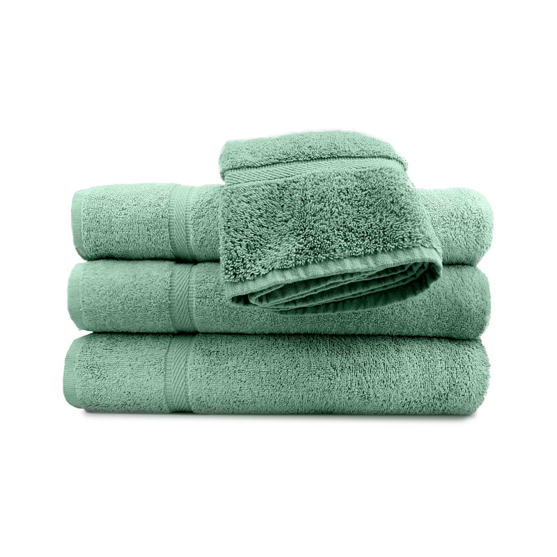 GOI Collection Dyed 6 Piece 100% Cotton Bath Towel Set By Rifz, Green, 50" L x 27" W