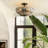3-Light Smokey Grey Fluted Glass Semi-Flush Mount - 16in,Matte Black-1960256983