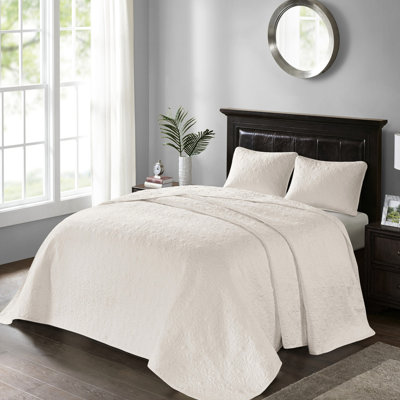 Reversible Bedspread Cream Twin - Drapes Elegantly Over Mattress Pre-Washed Cotton Filling Includes & 2 Shams Elegant Quilt Pattern In For Enhances Room Gorgeous Stitch