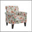 Chaise d'appoint Barnet en orange pastel et vert floral avec pieds en bois massif-1140968801