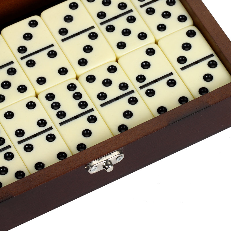 Premium Double-Six Domino Set with Walnut Wooden Case