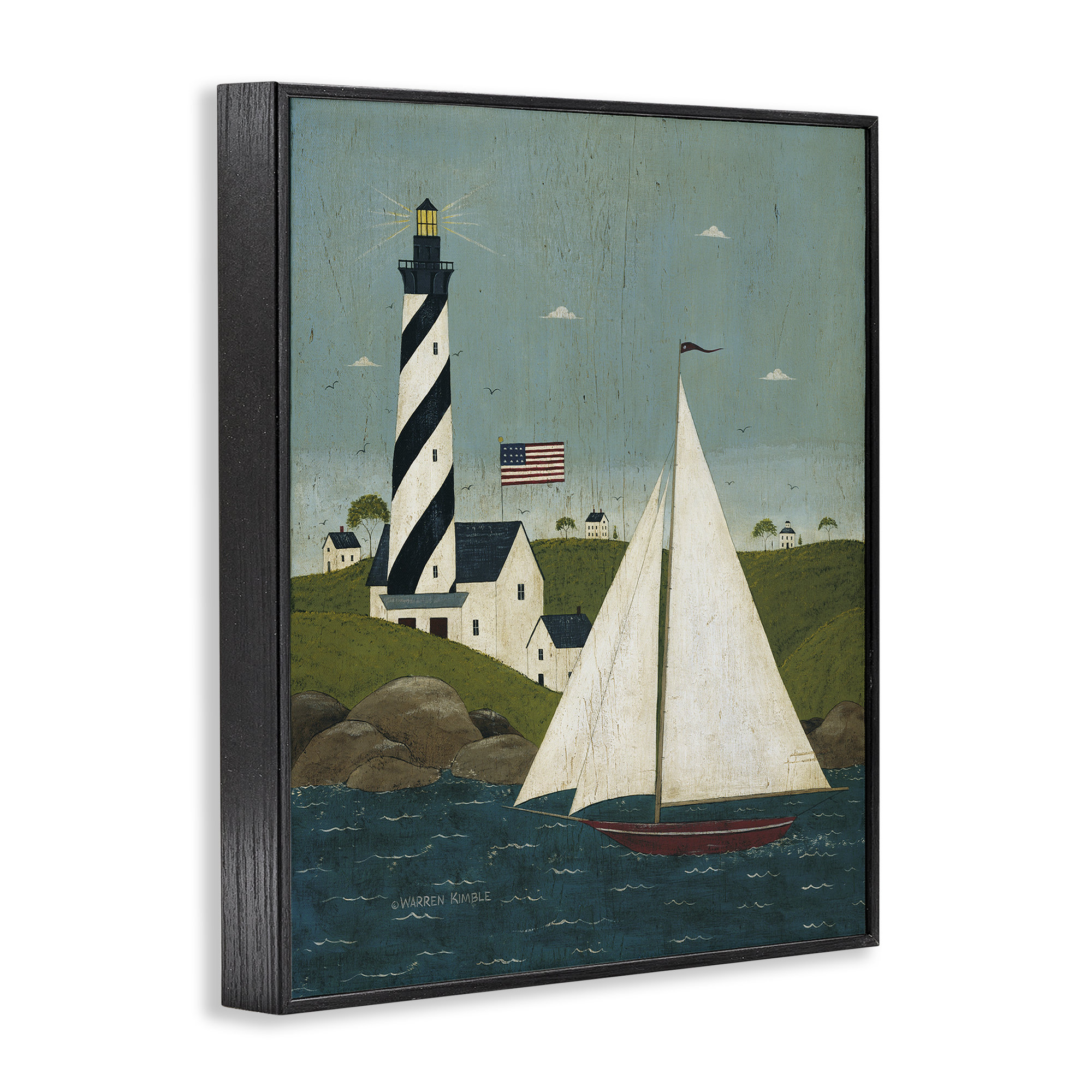 Stupell Industries Coastal Breeze Sailboat Scene Framed Giclee Art ...