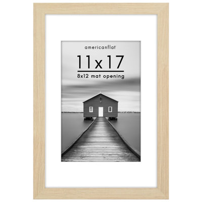 Picture Frame - Americanflat Frame with Mat - Wide Molding - Shatter-Resistant Glass
