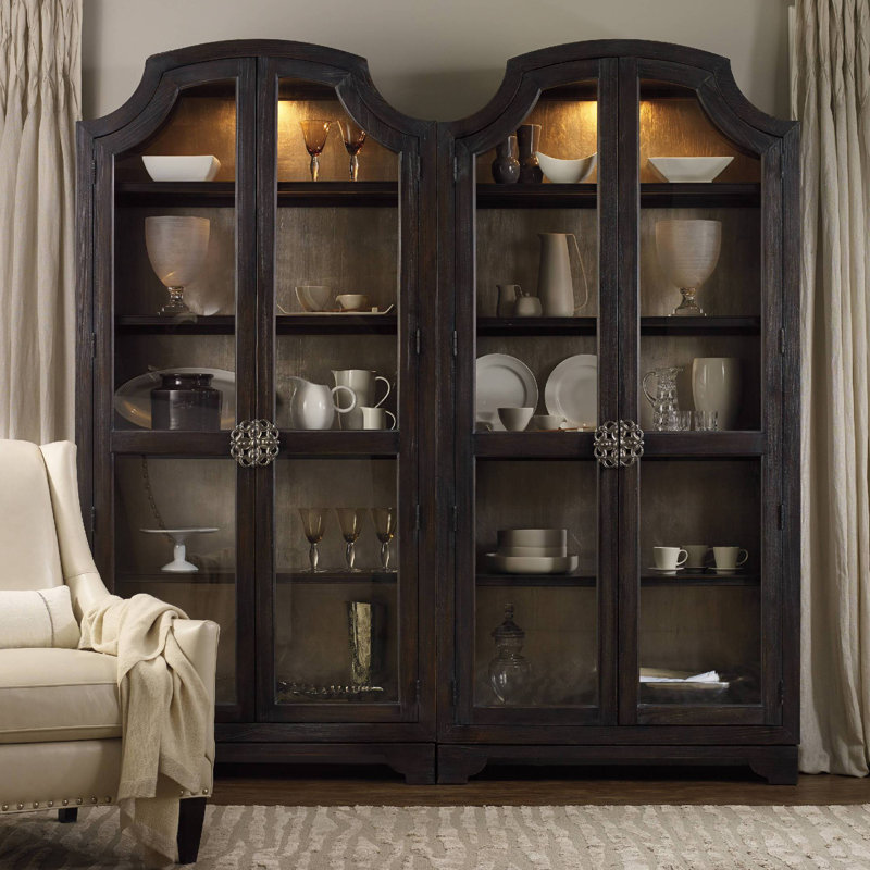 Sanctuary Glass Bunching Curio-Ebony Antiqued Oak