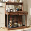Meuble pour cage 38 po, table cage robuste pour chien avec 2 tiroirs de rangement et tablettes, table de bout avec porte coulissante pour chien à l'intérieur, brun
