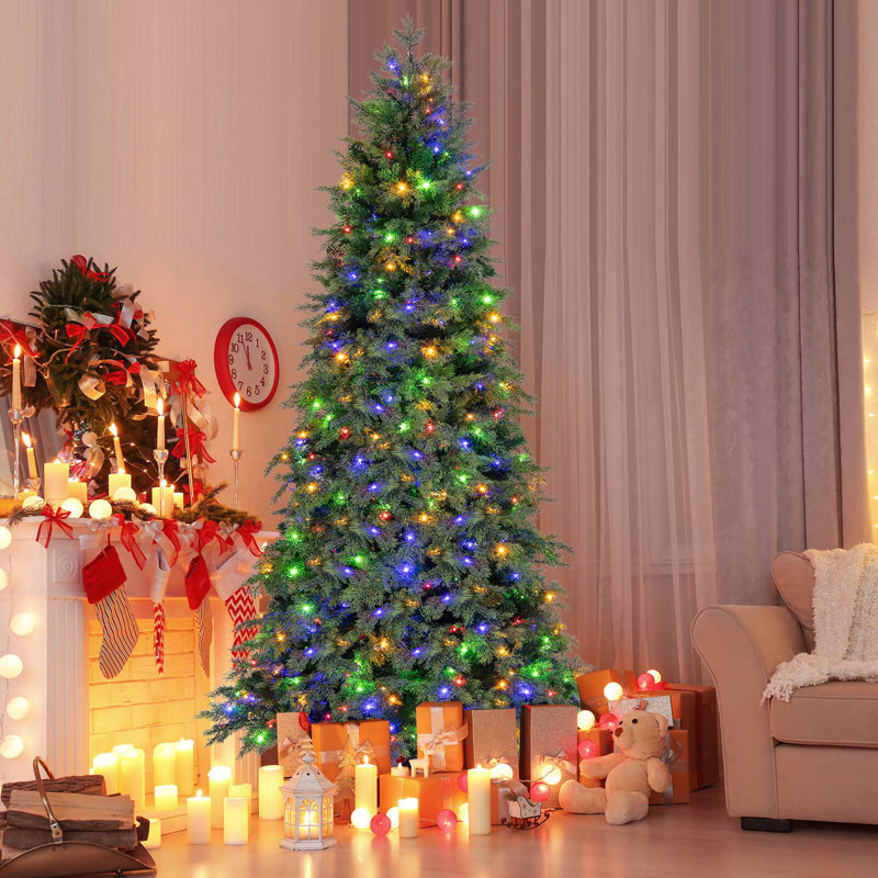 Arbre de Noël artificiel 7,5 pi avec embouts en PVC 1019 et support en métal pliable