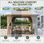 Gazebo de terrasse extérieure de 2,4 m x 2,4 m avec toit à deux étages, moustiquaire et rideaux d'intimité